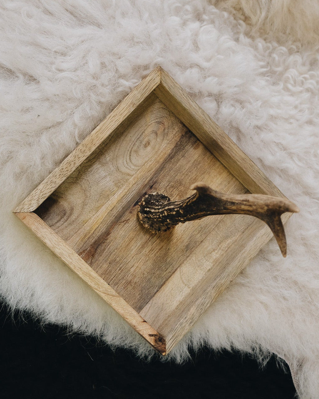 Holzschale mit Rehstange